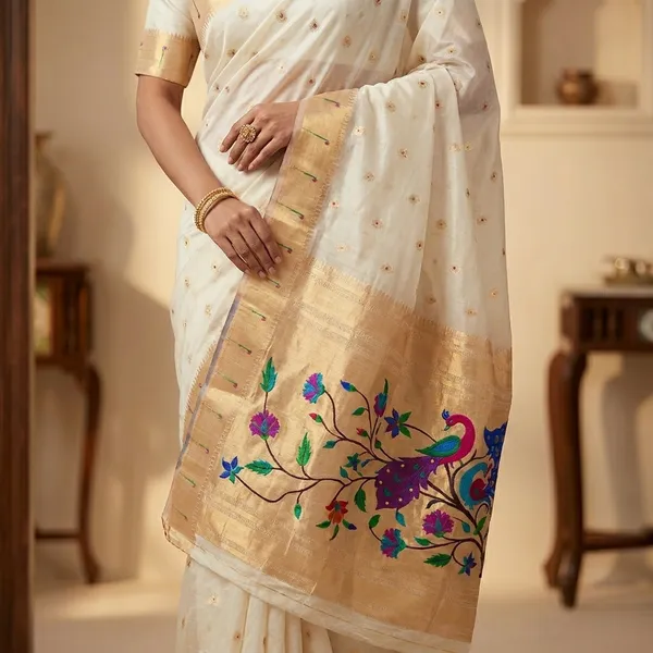 Off_White_Soft_Organza_Silk_Saree_With_Munia_Paithani_Border_(SQ1012-04_)