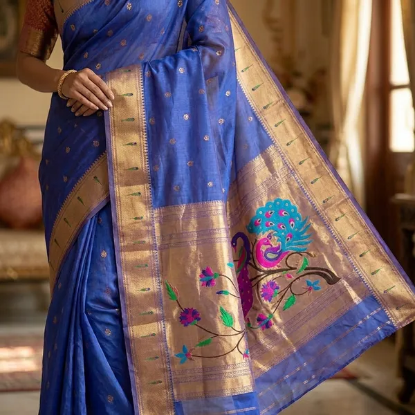 Royal_Blue_Pure_Soft_Organza_Silk_Saree_With_Munia_Paithani_Border_(SQ1012-05)