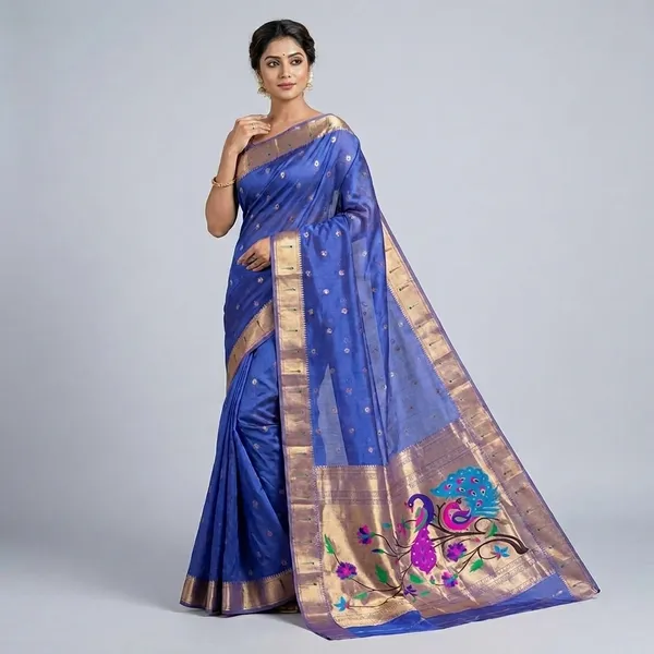 Royal_Blue_Pure_Soft_Organza_Silk_Saree_With_Munia_Paithani_Border_(SQ1012-05)