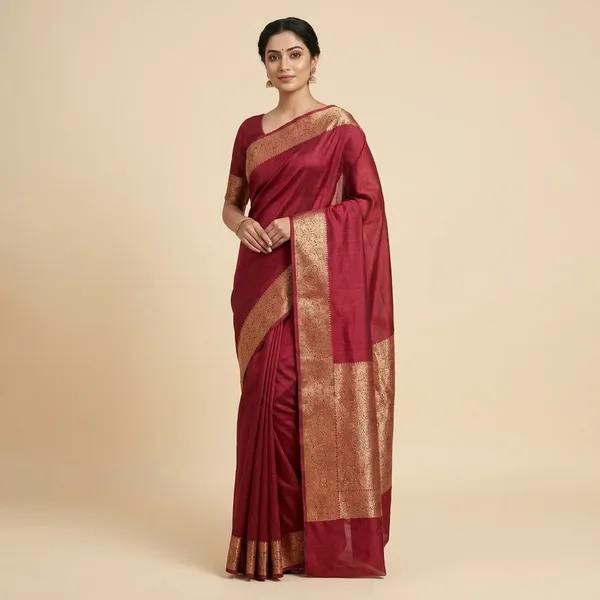 Ruby_Red_Banarasi_Katan_Silk_Saree_with_Rich_Jacquard_Border_(SQ1021-01)