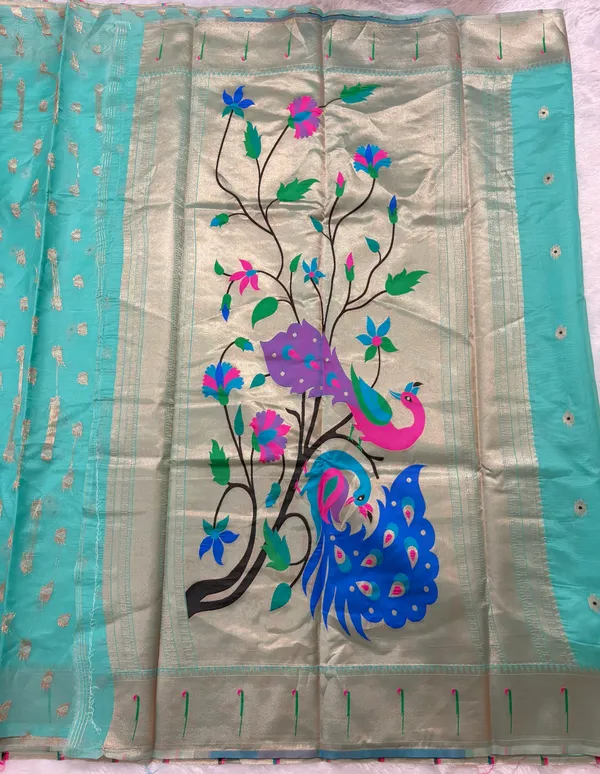 Teal_Green_Soft_Organza_Silk_Saree_With_Munia_Paithani_Border_(SQ1012-02_)