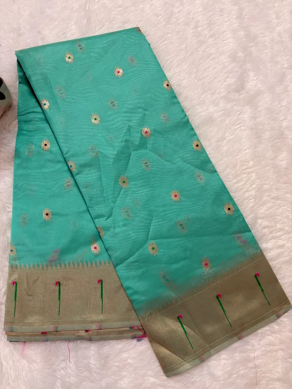 Teal_Green_Soft_Organza_Silk_Saree_With_Munia_Paithani_Border_(SQ1012-02_)