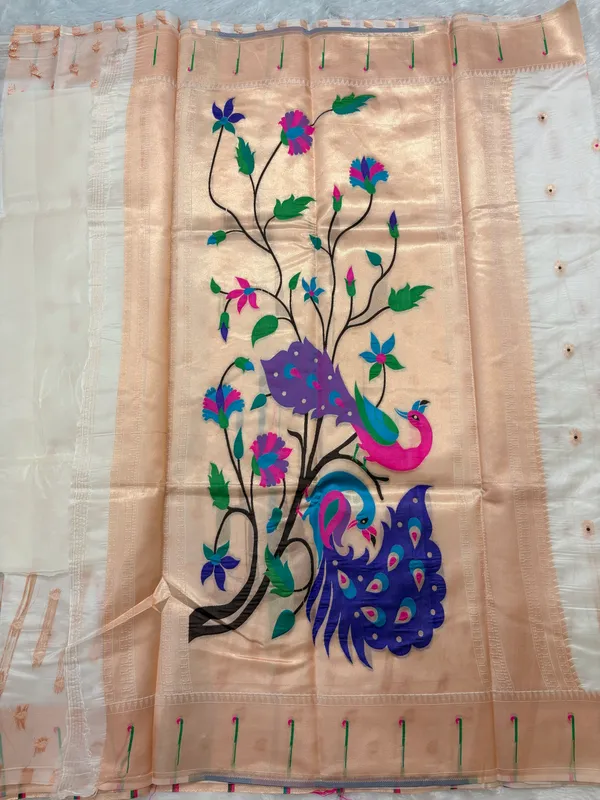 Off_White_Soft_Organza_Silk_Saree_With_Munia_Paithani_Border_(SQ1012-04_)