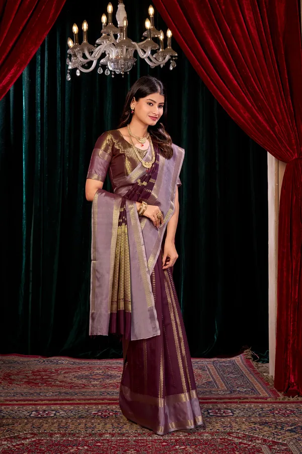 Banarasi_Katan_Silk_Saree_With_Gold_Zari_Stripes_&_Mauve_Border_-_SQ1027