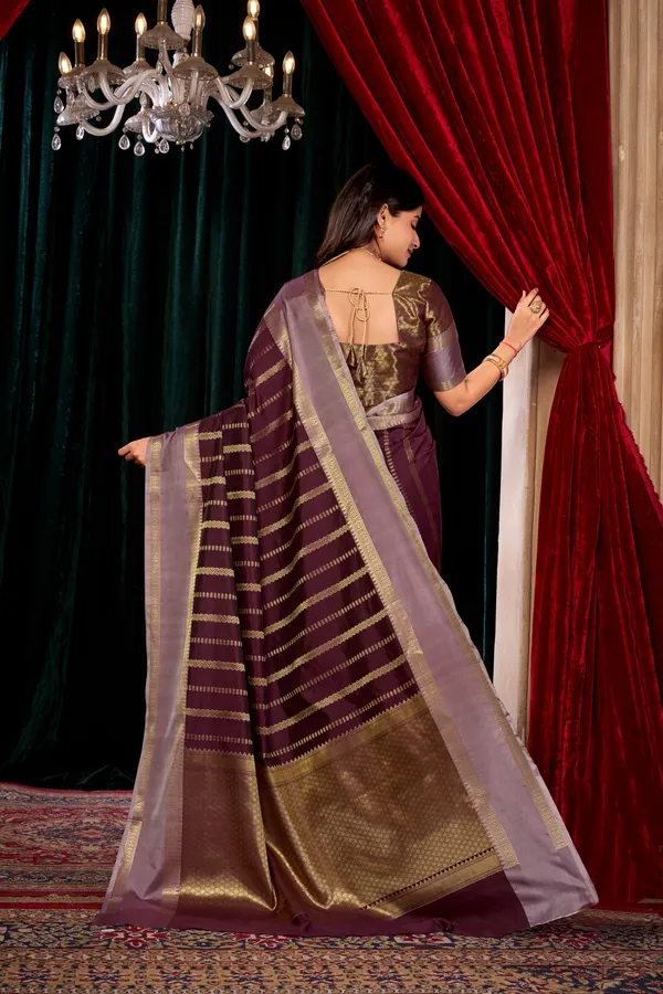 Banarasi_Katan_Silk_Saree_With_Gold_Zari_Stripes_&_Mauve_Border_-_SQ1027