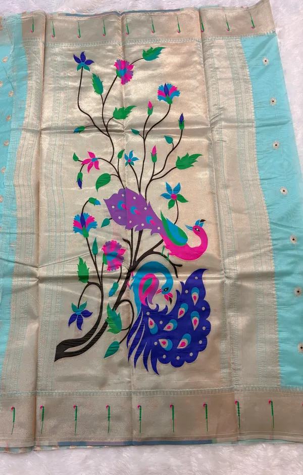 Aqua_Soft_Organza_Silk_Saree_With_Munia_Paithani_Border_(SQ1012-06)