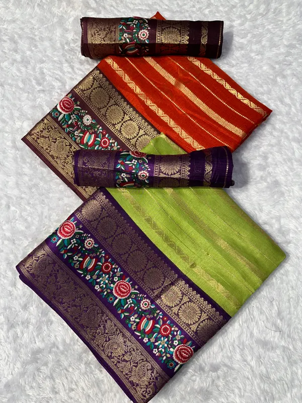 Olive_Green_Heavy_Marshmallow_Silk_Saree_with_3D_Zari_Weaving_Border_(SQ1010-02)