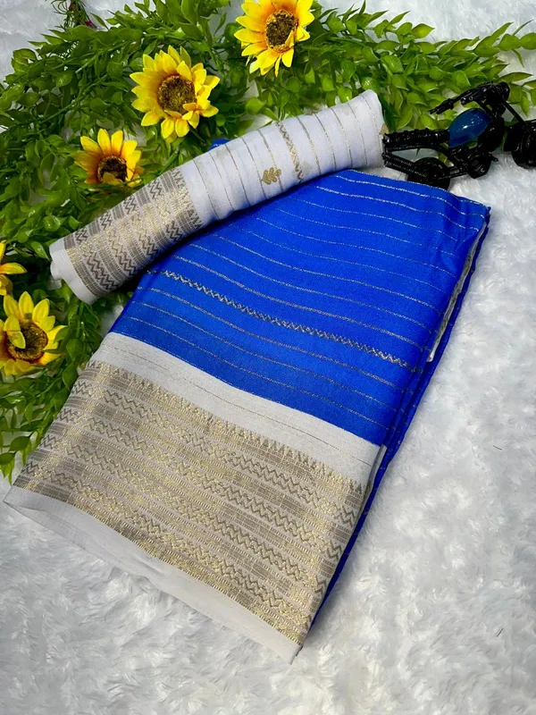 Royal_Blue_Fancy_Saree_with_All_Over_Weaving_and_Ivory_Two_Tone_Border_(SQ1011-02)