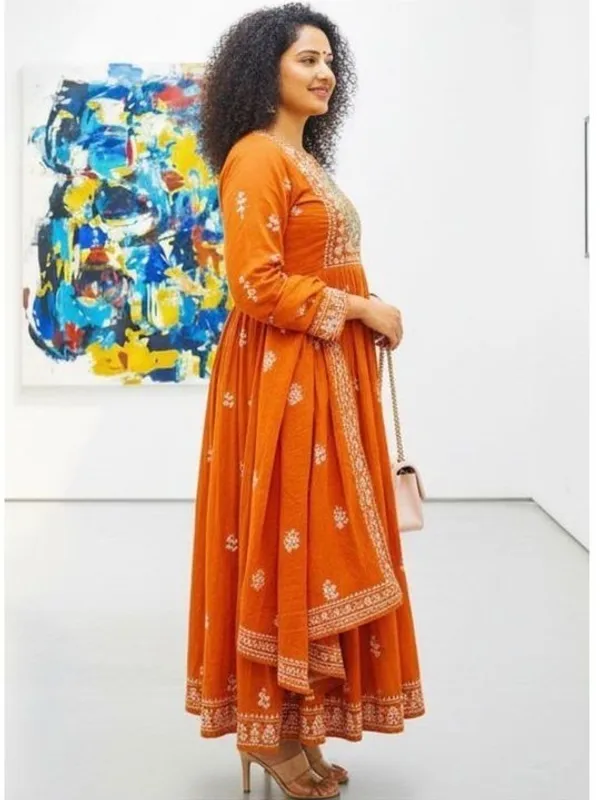 Orange_Embroidered_Anarkali_Kurta_Set_With_Dupatta_For_Women