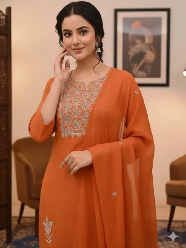 Orange_Embroidered_Georgette_Salwar_Suit_Set_With_Dupatta_For_Women