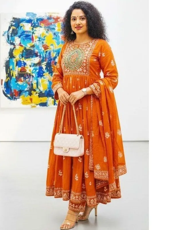 Orange_Embroidered_Anarkali_Kurta_Set_With_Dupatta_For_Women