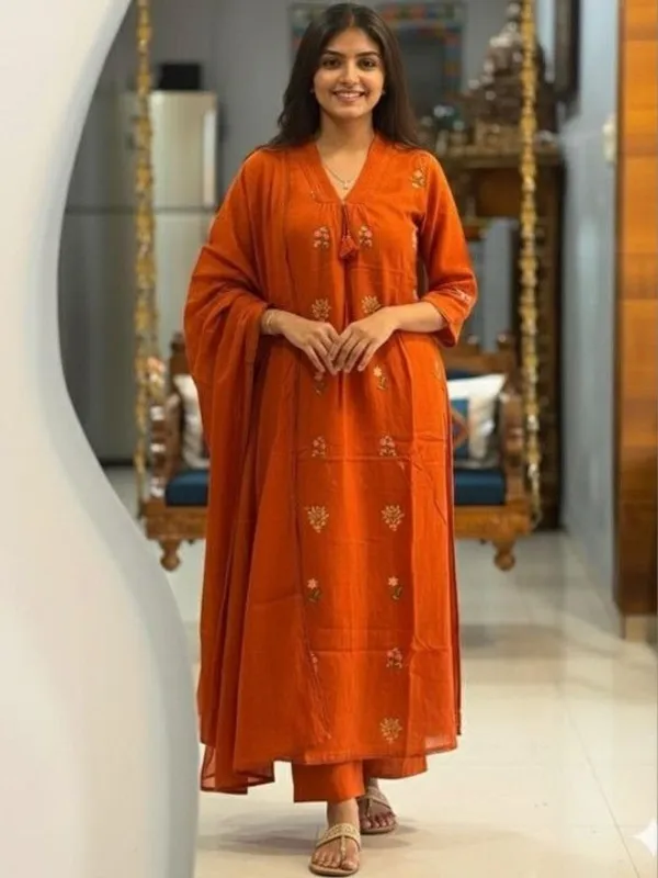 Orange_Embroidered_Kurta_Set_With_Dupatta_For_Women