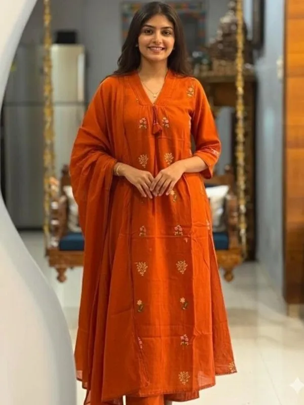 Orange_Embroidered_Kurta_Set_With_Dupatta_For_Women