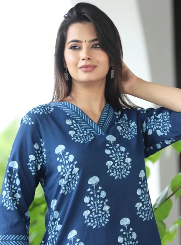 Blue_Indigo_Hand_Block_Print_Cotton_Night_Suit_Set_For_Women