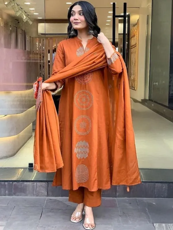 Orange_Embroidered_Kurta_Set_With_Dupatta_For_Women