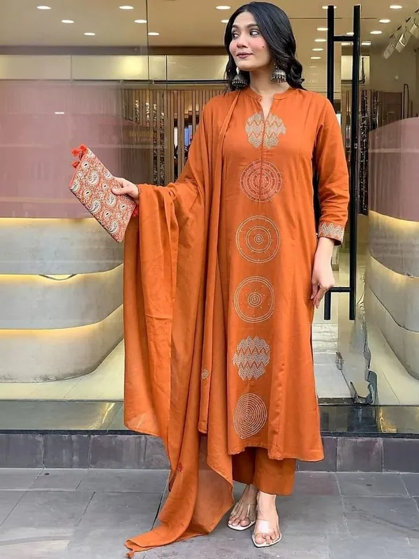 Orange_Embroidered_Kurta_Set_With_Dupatta_For_Women