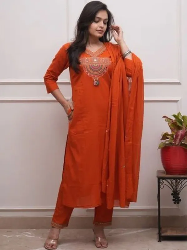 Orange_Embroidered_Kurta_Set_With_Dupatta_For_Women