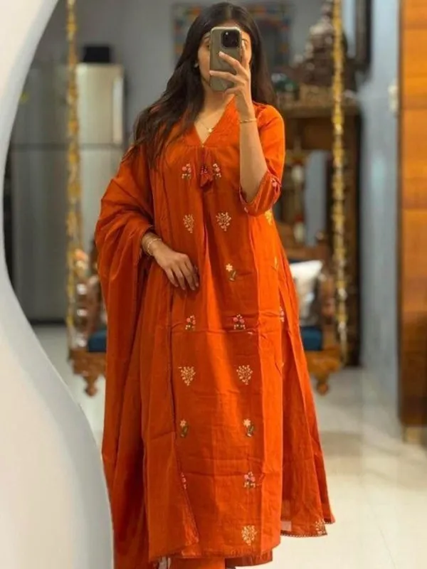 Orange_Embroidered_Kurta_Set_With_Dupatta_For_Women