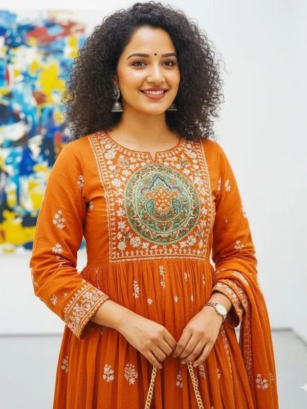 Orange_Embroidered_Anarkali_Kurta_Set_With_Dupatta_For_Women