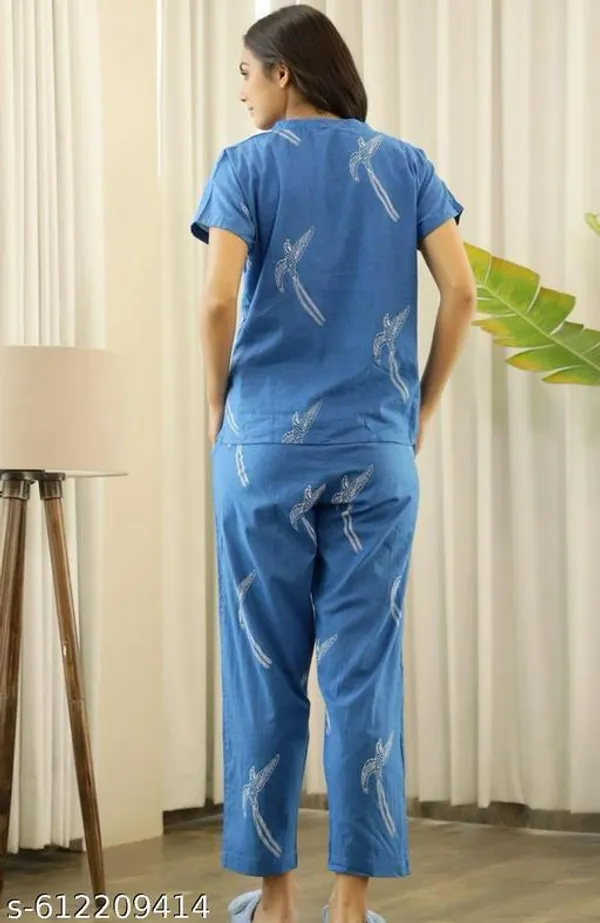 Blue_Satin_Night_Suit_With_Dragonfly_Print_For_Women