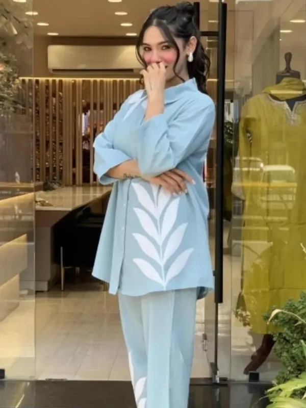 Blue_Cotton_Suit_Set_With_White_Leaf_Print_For_Women