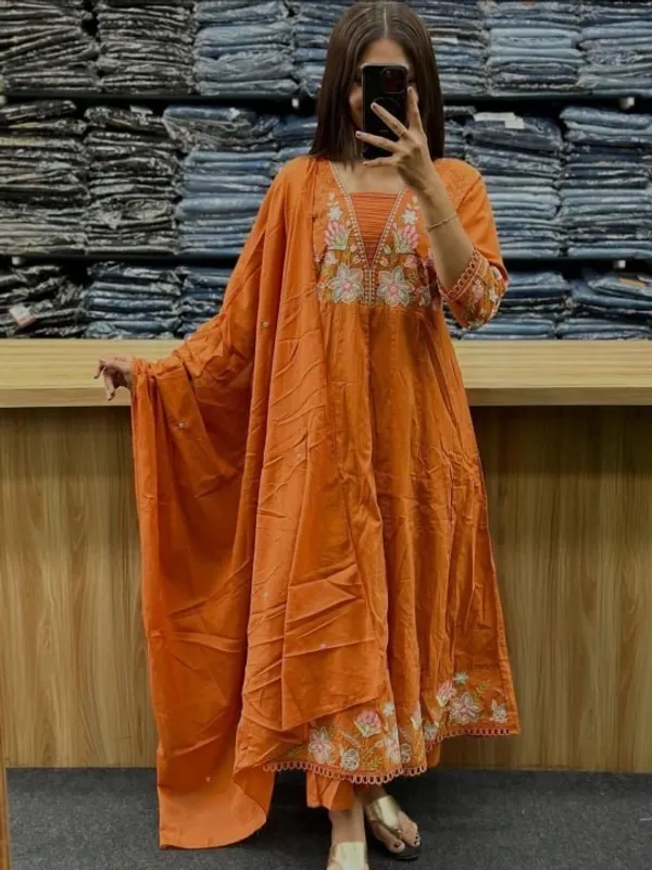 Orange_Embroidered_Anarkali_Kurta_Set_With_Dupatta_For_Women