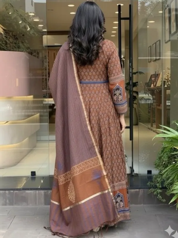 Brown_Ethnic_Anarkali_Kurta_Set_With_Dupatta_For_Women