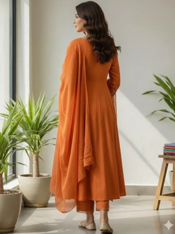 Orange_Embroidered_Anarkali_Kurta_Set_With_Dupatta_For_Women