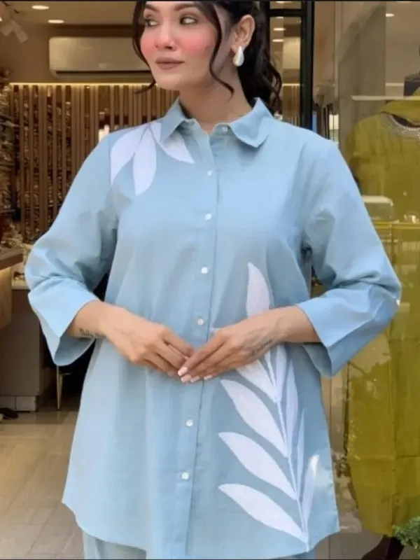 Blue_Cotton_Suit_Set_With_White_Leaf_Print_For_Women