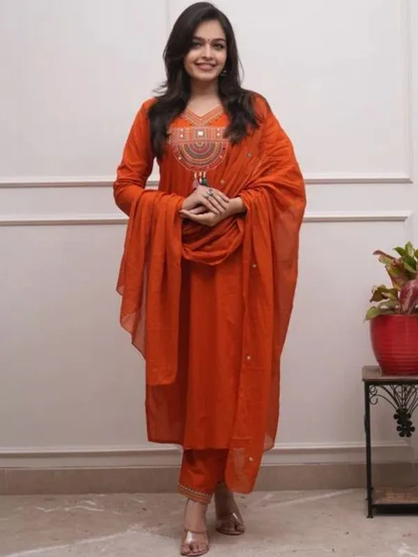 Orange_Embroidered_Kurta_Set_With_Dupatta_For_Women