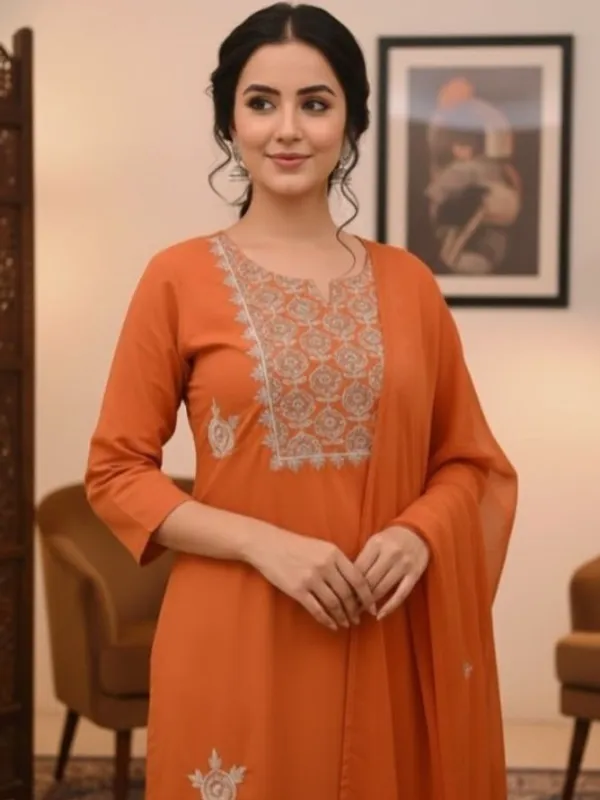 Orange_Embroidered_Georgette_Salwar_Suit_Set_With_Dupatta_For_Women