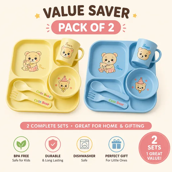 Pack_of_2_Feeding_Set_Cute_Bear_Baby_Feeding_Set_5_Piece_Dinnerware_With_Plate_Bowl_Cup_Spoon_Fork_Lightweight_Durable_Safe_For_Kids