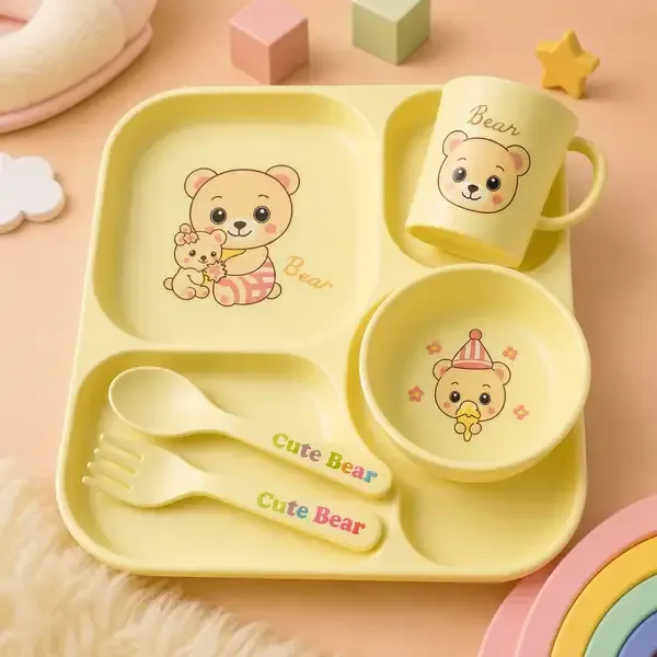 Pack_of_2_Feeding_Set_Cute_Bear_Baby_Feeding_Set_5_Piece_Dinnerware_With_Plate_Bowl_Cup_Spoon_Fork_Lightweight_Durable_Safe_For_Kids