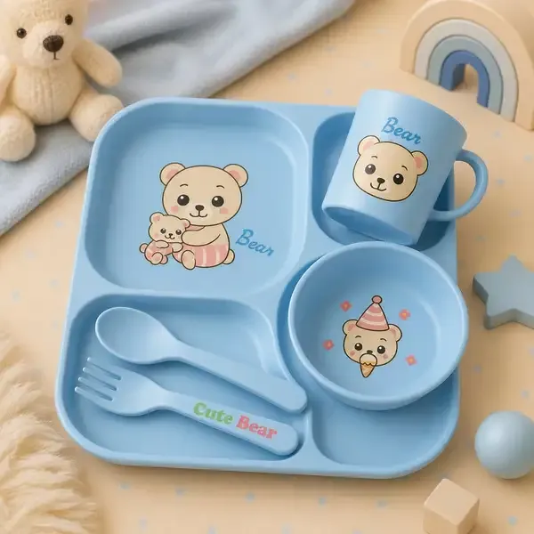 Pack_of_2_Feeding_Set_Cute_Bear_Baby_Feeding_Set_5_Piece_Dinnerware_With_Plate_Bowl_Cup_Spoon_Fork_Lightweight_Durable_Safe_For_Kids