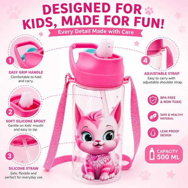 Cute_Cat_Kids_Water_Bottle_500_ML_–_BPA_Free,_Non-Toxic,_Leakproof_with_Silicone_Spout_&_Straw,_Adjustable_Strap,_Easy_Grip,_School_Water_Bottle_for_Girls_&_Boys