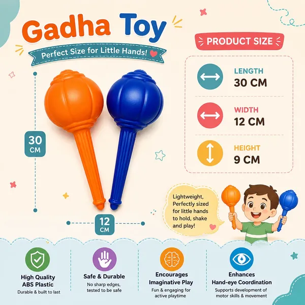 KAKIKO™_Hanuman_Gada_Toy_for_Kids_|_Premium_Durable_Plastic_|_Jumbo_Size_|_Mythological_Role_Play_Toy_|_Indoor_&_Outdoor_Play_|_Perfect_Gift_for_Children