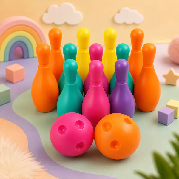 KAKIKO™_Kids_Toy_Bowling_Set_–_10_Colorful_Pins_&_2_Balls_(Pink_&_Orange)_|_Indoor_&_Outdoor_Play_Game_|_Educational_Toy_for_Hand-Eye_Coordination_&_Motor_Skills_|_Safe_&_Durable_for_Toddlers_&_Kids