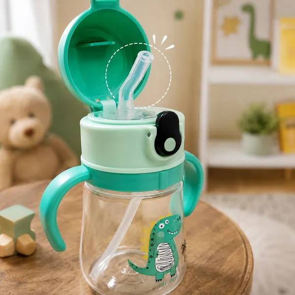 KAKIKO™__Dinosaur_Kids_Sipper_Water_Bottle_380ml_|_BPA_Free_Leak_Proof_Training_Straw_Bottle_with_Dual_Grip_Handles