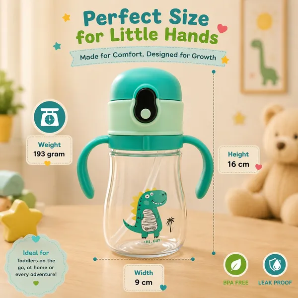 KAKIKO™__Dinosaur_Kids_Sipper_Water_Bottle_380ml_|_BPA_Free_Leak_Proof_Training_Straw_Bottle_with_Dual_Grip_Handles