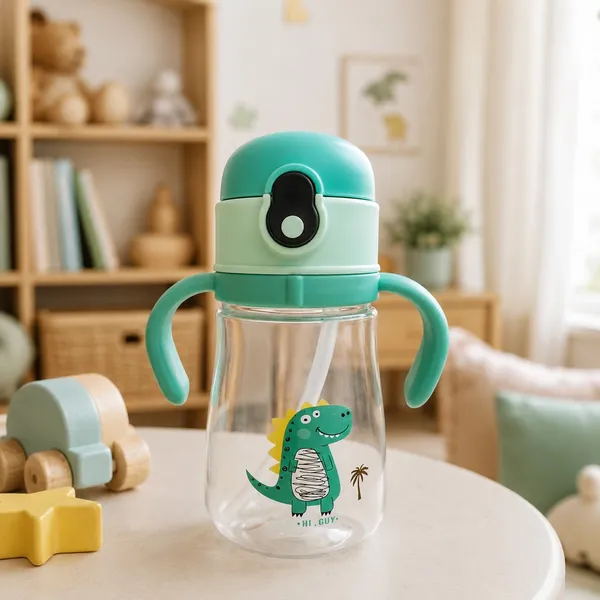 KAKIKO™__Dinosaur_Kids_Sipper_Water_Bottle_380ml_|_BPA_Free_Leak_Proof_Training_Straw_Bottle_with_Dual_Grip_Handles