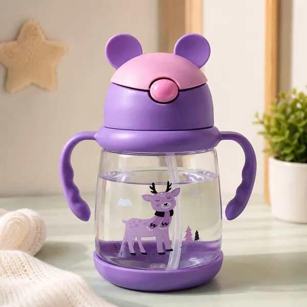 KAKIKO™_Bunny_Sipper_Bottle_for_Kids_&_Toddlers_|_400ml_BPA_Free_Leak-Proof_Water_Bottle_with_Soft_Silicone_Straw,_Click-to-Lock_Lid,_Dual_Easy-Grip_Handles_|_Lightweight_Training_Cup_for_Boys_&_Girls