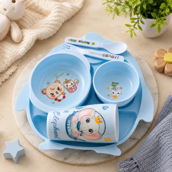Kakiko™_6-Piece_Blue_Club_Baby_Feeding_Set_–_BPA-Free