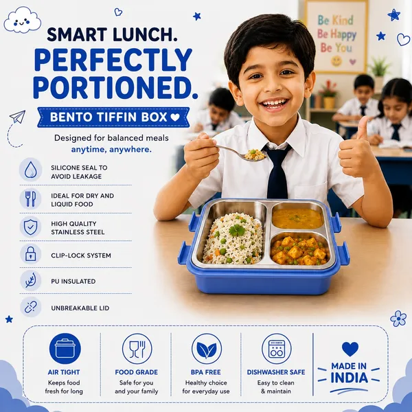 Kakiko™_Bento_Trio_Stainless_Steel_Lunch_Box_for_Kids_&_Adults_|_3_Compartments_|_Airtight_&_Leakproof_Tiffin_Box_|_BPA_Free_|_Food_Grade_|_Secure_Locking_Clips_|_Dishwasher_Safe_|_School,_Office_&_Travel_Lunch_Box