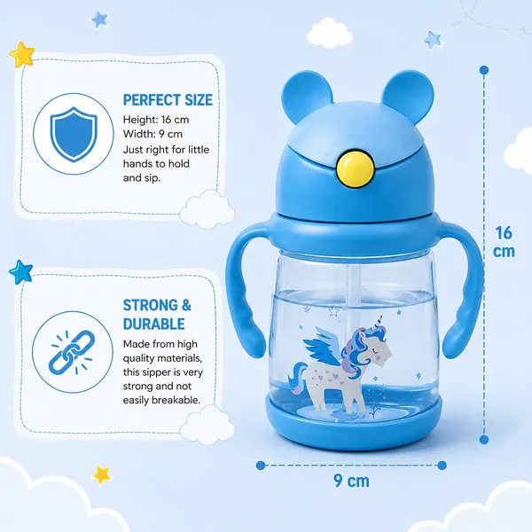 KAKIKO™_Bunny_Sipper_Bottle_for_Kids_&_Toddlers_|_450ml_BPA_Free_Leak-Proof_Water_Bottle_with_Soft_Silicone_Straw,_Click-to-Lock_Lid,_Dual_Easy-Grip_Handles_|_Lightweight_Training_Cup_for_Boys_&_Girls