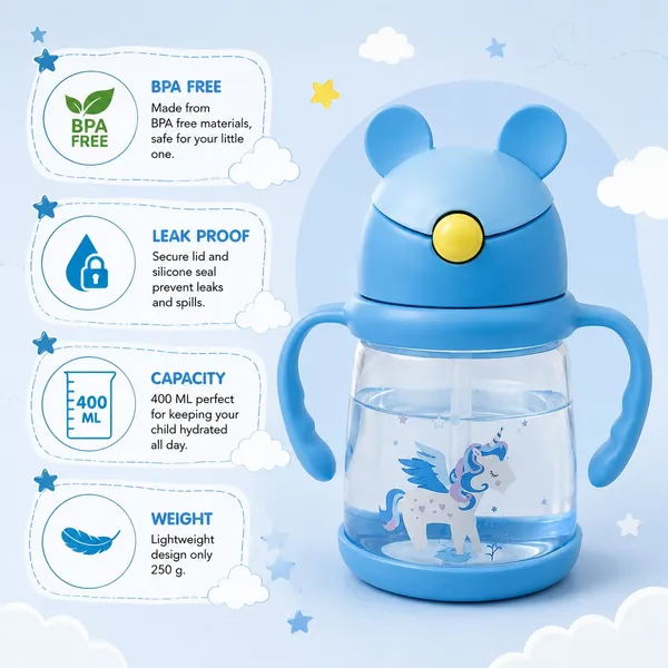 KAKIKO™_Bunny_Sipper_Bottle_for_Kids_&_Toddlers_|_450ml_BPA_Free_Leak-Proof_Water_Bottle_with_Soft_Silicone_Straw,_Click-to-Lock_Lid,_Dual_Easy-Grip_Handles_|_Lightweight_Training_Cup_for_Boys_&_Girls