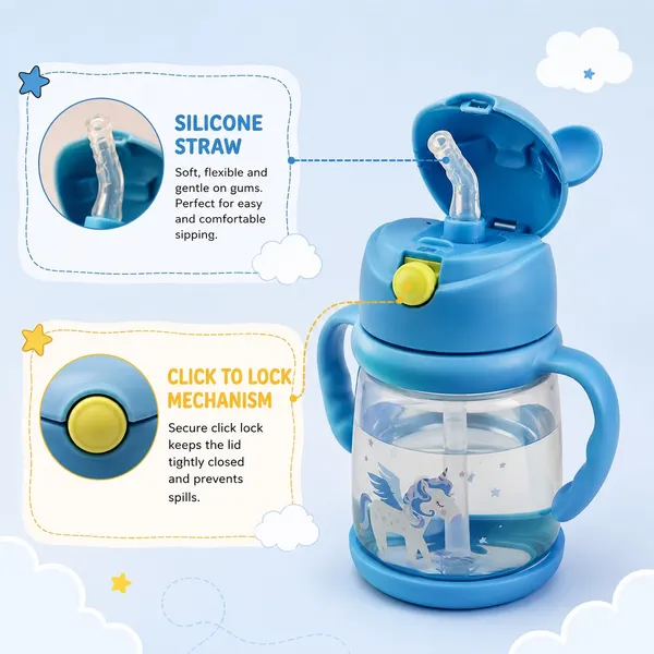 KAKIKO™_Bunny_Sipper_Bottle_for_Kids_&_Toddlers_|_450ml_BPA_Free_Leak-Proof_Water_Bottle_with_Soft_Silicone_Straw,_Click-to-Lock_Lid,_Dual_Easy-Grip_Handles_|_Lightweight_Training_Cup_for_Boys_&_Girls