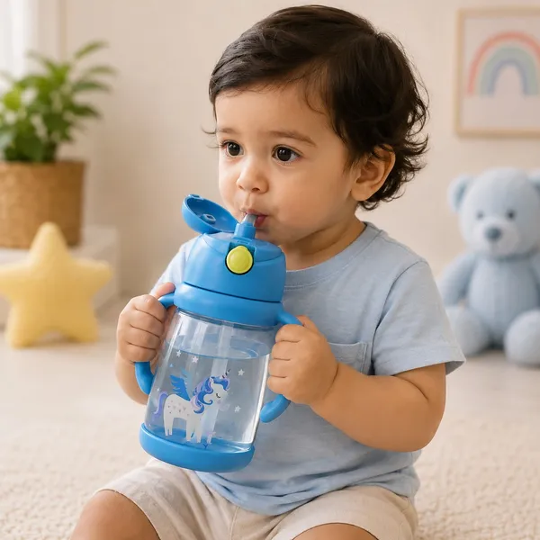 KAKIKO™_Bunny_Sipper_Bottle_for_Kids_&_Toddlers_|_450ml_BPA_Free_Leak-Proof_Water_Bottle_with_Soft_Silicone_Straw,_Click-to-Lock_Lid,_Dual_Easy-Grip_Handles_|_Lightweight_Training_Cup_for_Boys_&_Girls