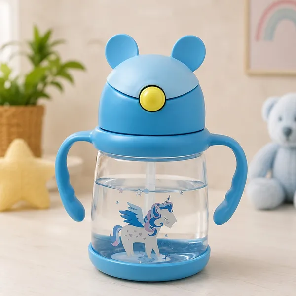 KAKIKO™_Bunny_Sipper_Bottle_for_Kids_&_Toddlers_|_450ml_BPA_Free_Leak-Proof_Water_Bottle_with_Soft_Silicone_Straw,_Click-to-Lock_Lid,_Dual_Easy-Grip_Handles_|_Lightweight_Training_Cup_for_Boys_&_Girls