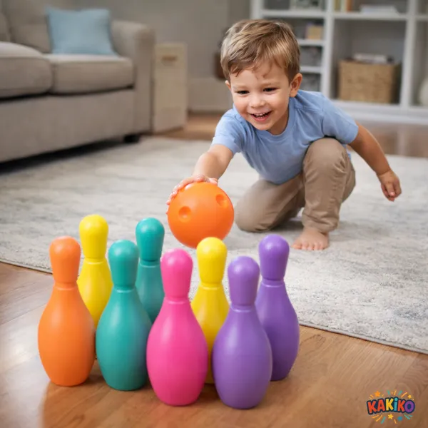 KAKIKO™_Kids_Toy_Bowling_Set_–_10_Colorful_Pins_&_2_Balls_(Pink_&_Orange)_|_Indoor_&_Outdoor_Play_Game_|_Educational_Toy_for_Hand-Eye_Coordination_&_Motor_Skills_|_Safe_&_Durable_for_Toddlers_&_Kids