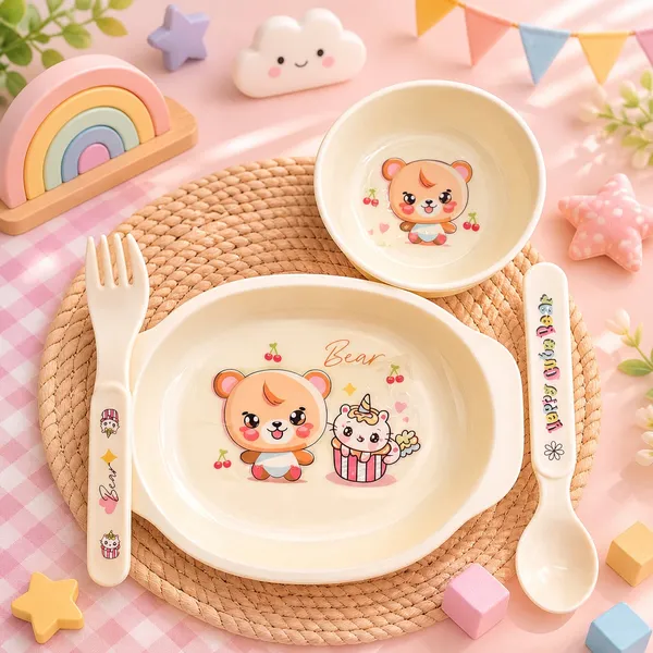 Little_Bite_Kids_Bowl_Set_2_Bowls_With_Spoon_And_Fork_Durable_Feeding_Set